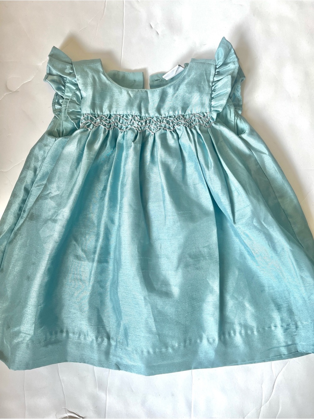 BabyGap size 6-12 months Smocked Ruffle Sleeve Baby Dress in Aqua Blue